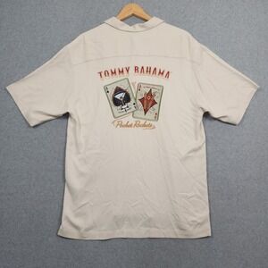 Tommy Bahama Shirt Medium Pocket Rockets Poker Cigar Las Vegas Loop Collar Silk